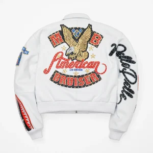 Pelle Pelle White American Bruiser Plush Womens Crop Jacket view 2