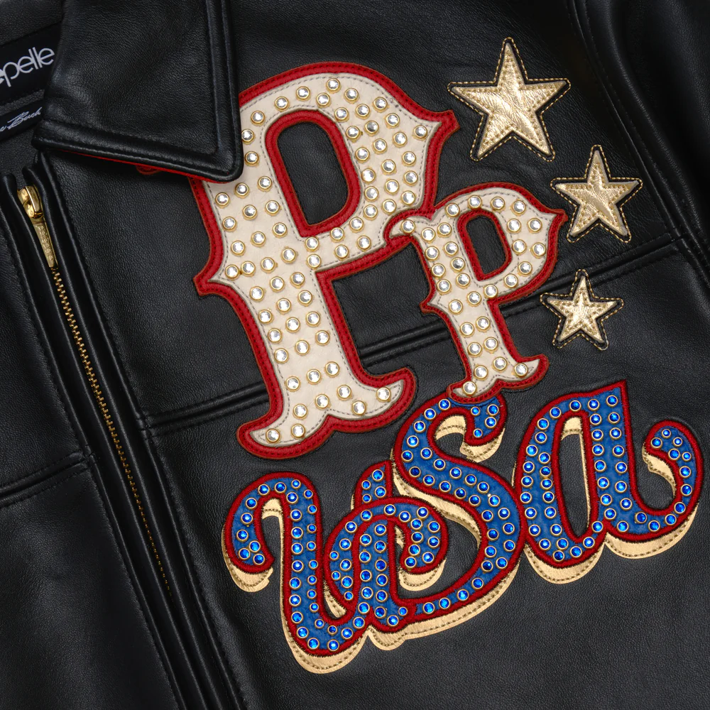 Pelle Pelle Stars and Stripes Black Leather Jacket view 5