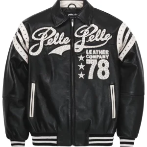 Pelle Pelle Encrusted Varsity Plush Black | Pelle Pelle Jacket