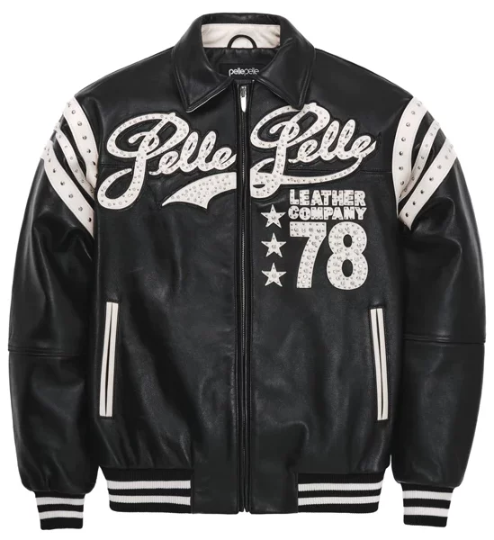 Pelle Pelle Encrusted Varsity Plush Black | Pelle Pelle Jacket