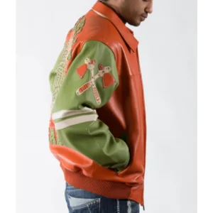Pelle Pelle Renegades Leather Jacket | Orange Green Jacket view 3